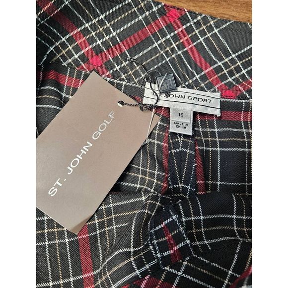St. John Red Plaid Skort New With Tags size 16 Womens Skirt Golf - Picture 6 of 9